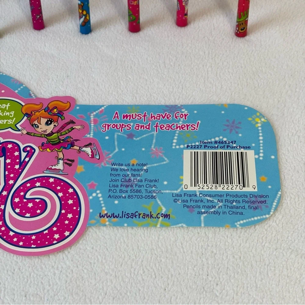 Rare Vintage New Lot of 13 Lisa Frank Holiday Pencils with fun eraser toppers